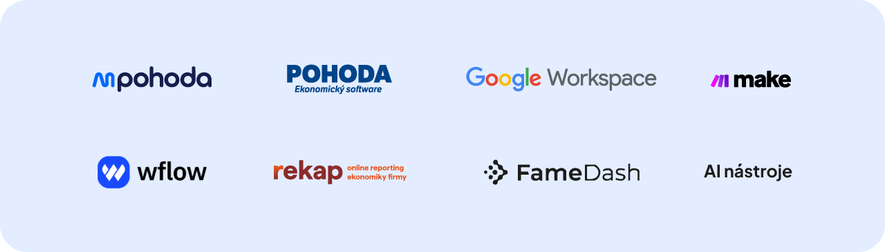 Přehled používaných nástrojů včetně online fakturace mPohoda