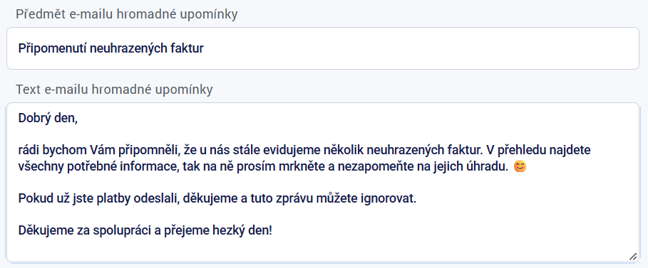 Nemusíš rozepisovat upomínku ke každé faktuře jednoho zákazníka zvlášť - od toho je hromadná upomínka
